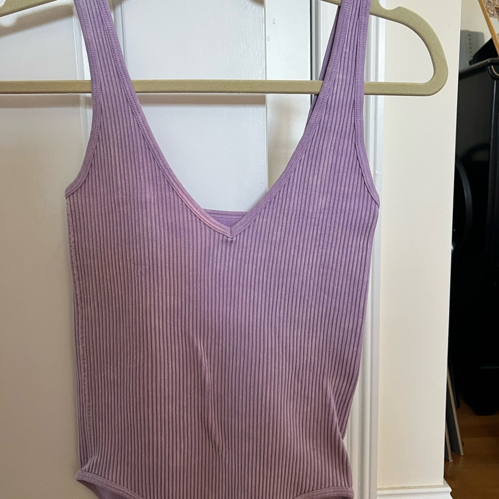 Purple Ribbed Bodysuit